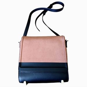Alexander Wang Peach Suede Black Leather Flap Shoulder Crossbody Bag